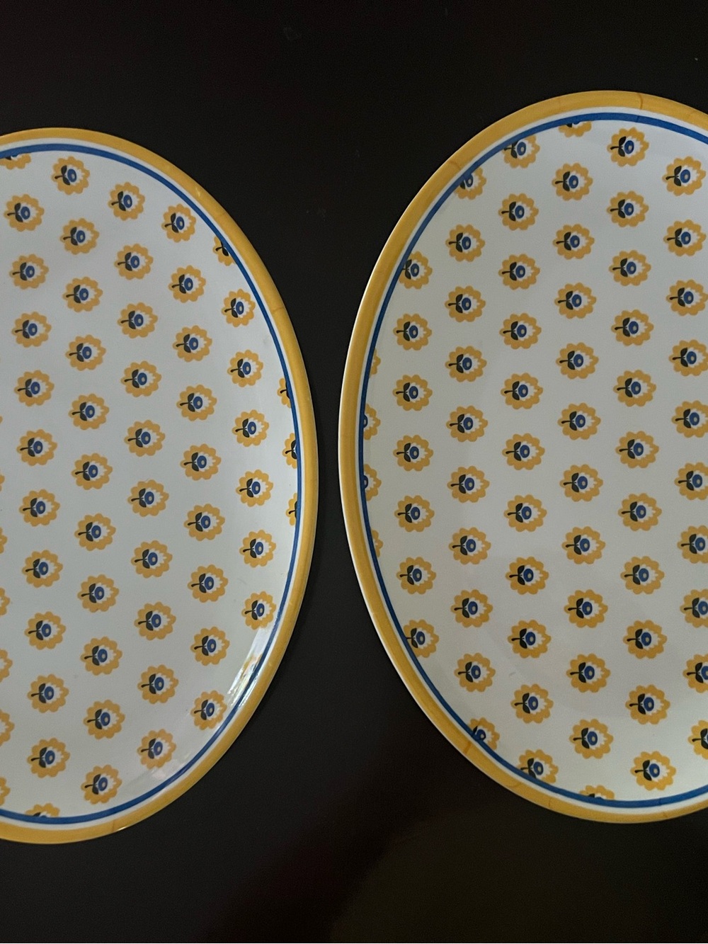 Le Cadeaux fleur de Provence oval serving plates - Set of 2